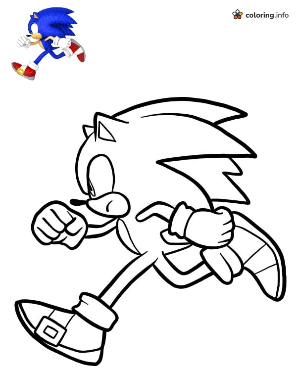Sonic the Hedgehog Sprinting in Side View Outline coloring sheet Sonic the Hedgehog Sprinting in Side View Outline coloring sheet