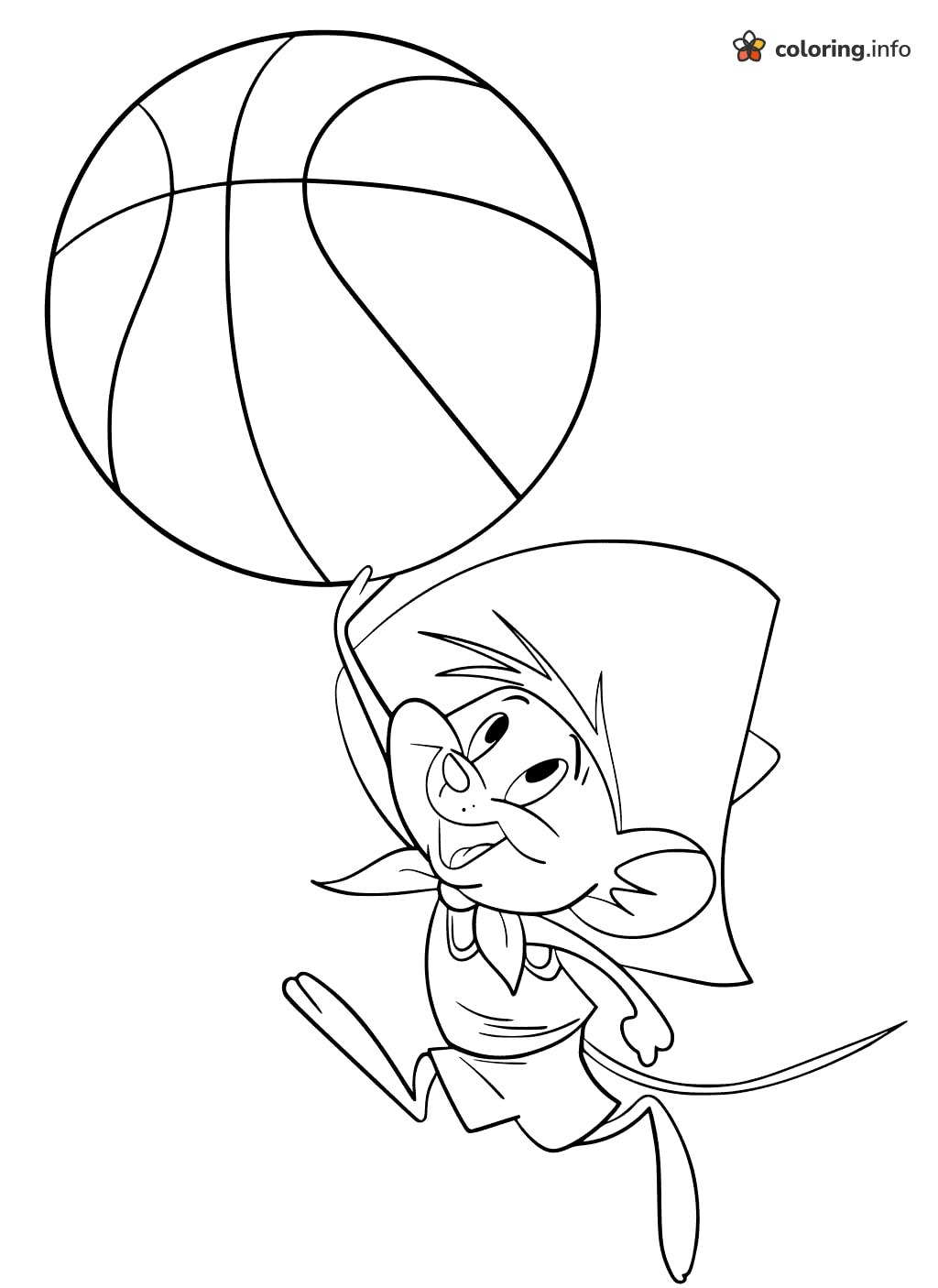 Speedy Gonzales Spinning a Ball on One Finger, Space Jam coloring sheet Speedy Gonzales Spinning a Ball on One Finger, Space Jam coloring sheet
