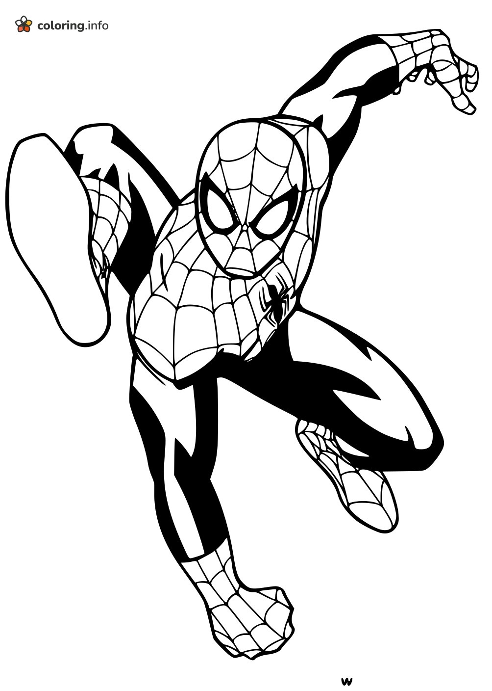 Spider-Man Jumping Straight at You in Action Pose printable coloring page Spider-Man Jumping Straight at You in Action Pose printable coloring page
