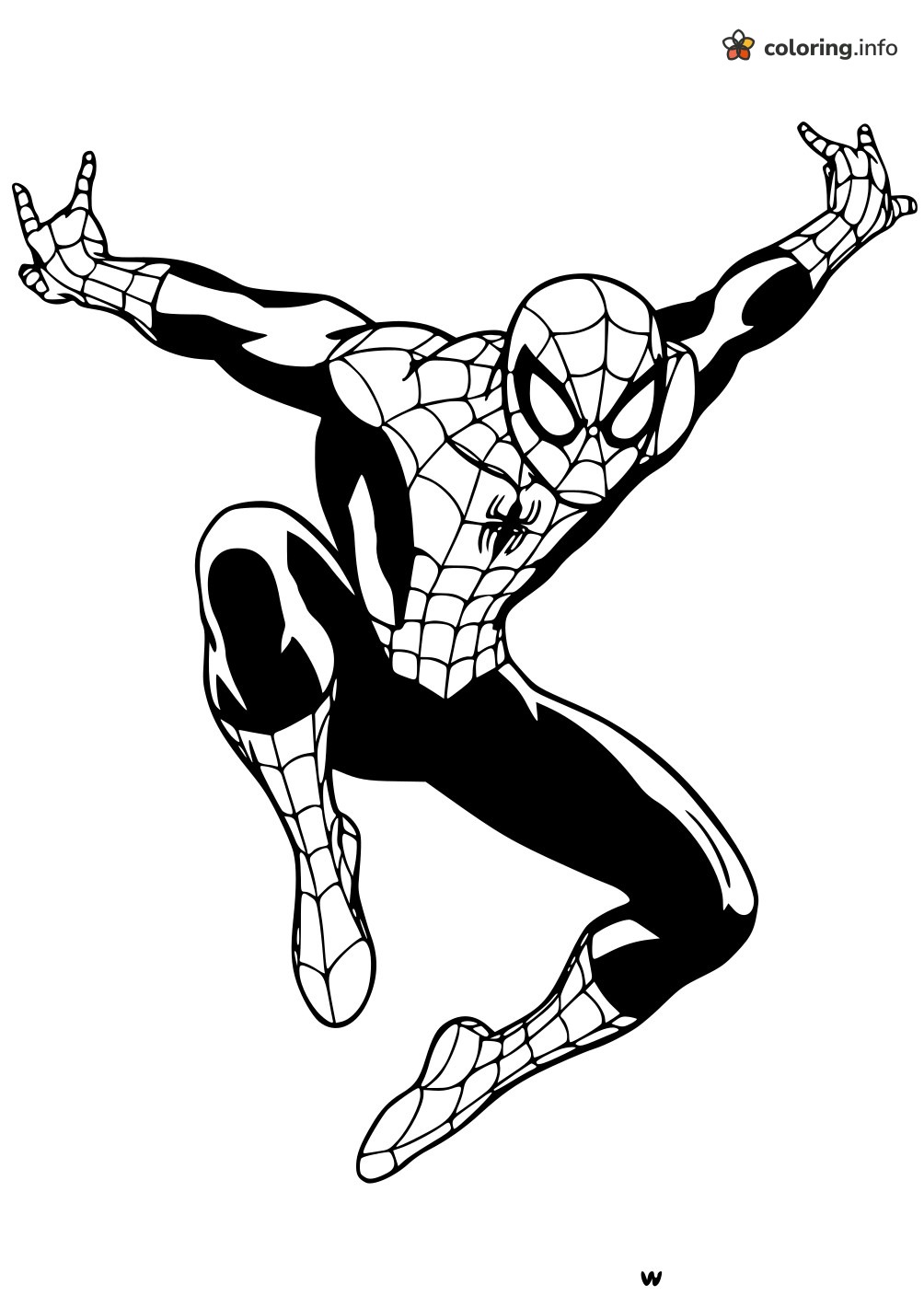 Big Leap Spider-Man With Arms Out Wide coloring page Big Leap Spider-Man With Arms Out Wide coloring page