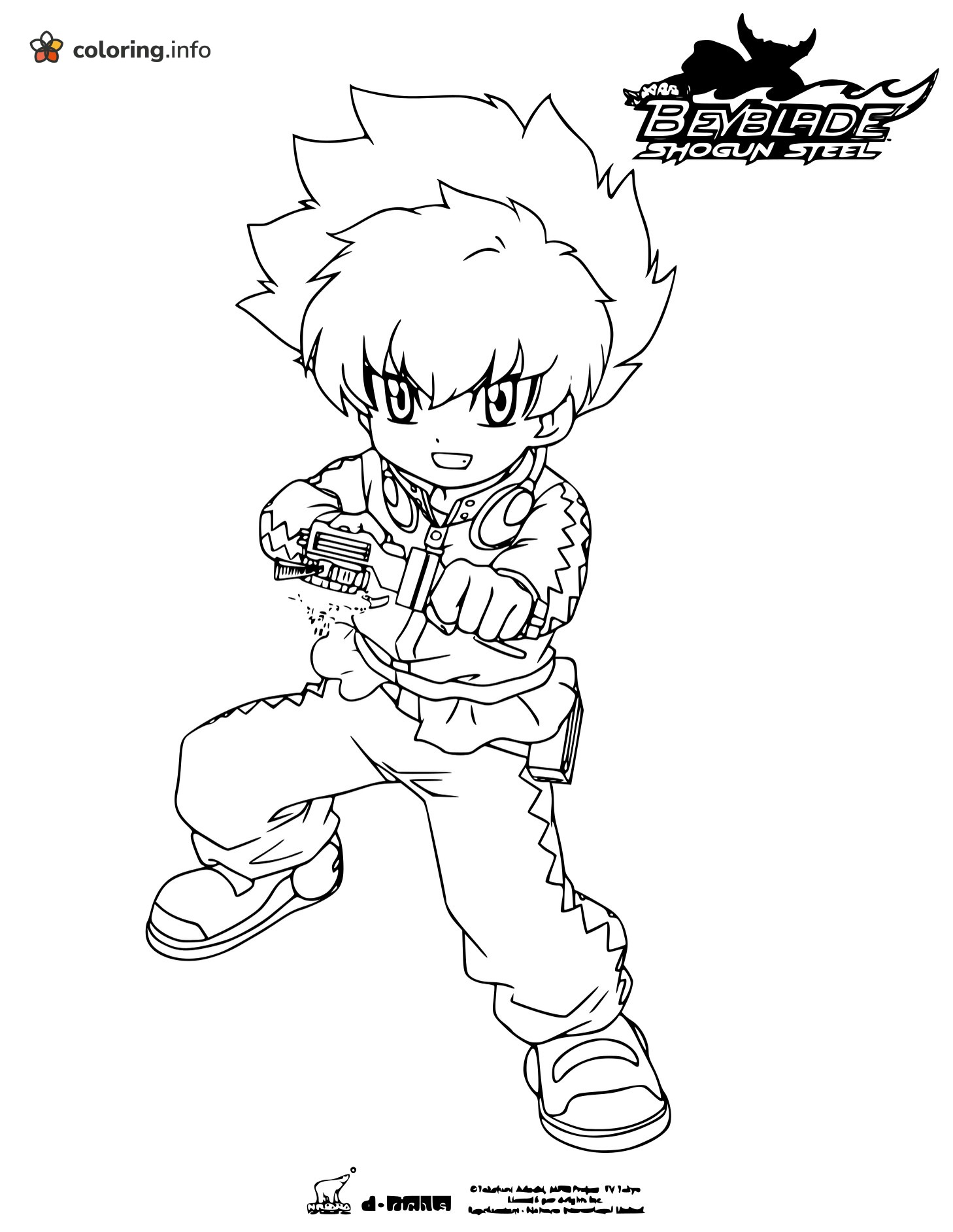 Crouching Beyblade Boy With Headphones printable coloring page Crouching Beyblade Boy With Headphones printable coloring page
