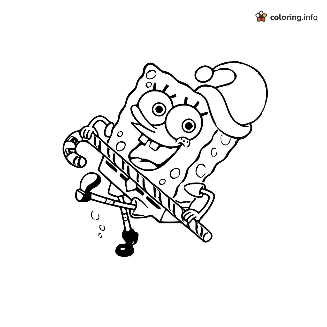 Candy Cane Dance with SpongeBob SquarePants in a Santa Hat coloring page Candy Cane Dance with SpongeBob SquarePants in a Santa Hat coloring page