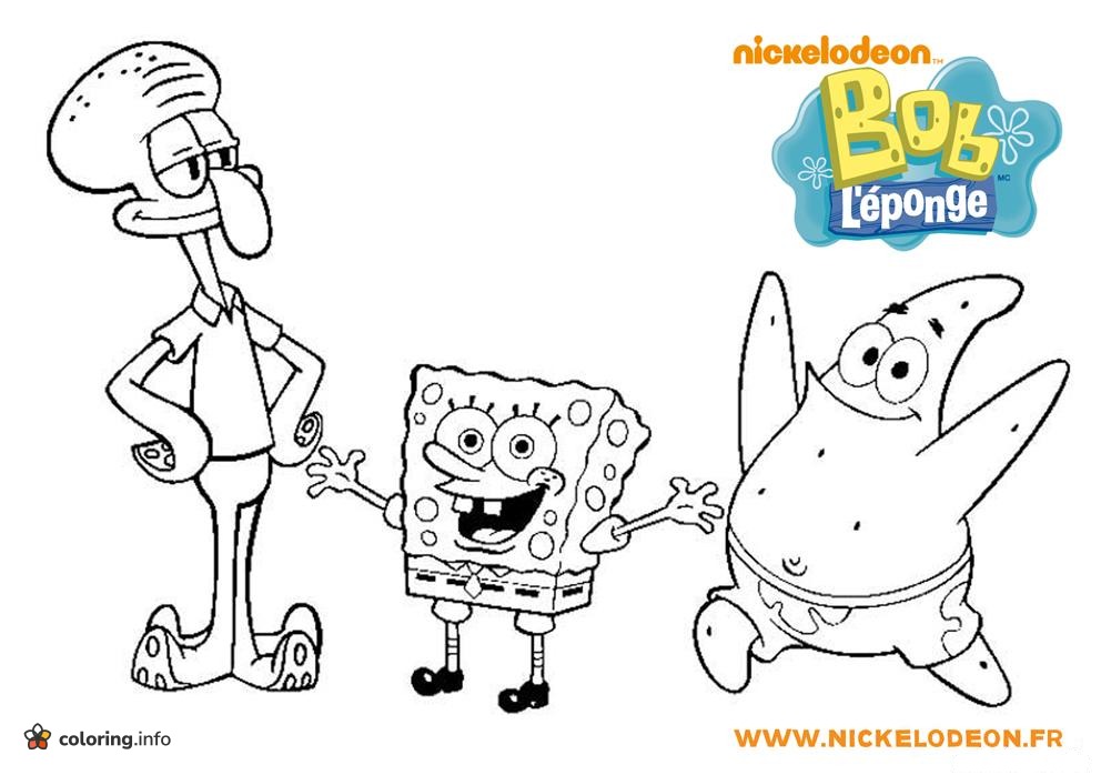 Three Bikini Bottom Friends from SpongeBob SquarePants coloring page Three Bikini Bottom Friends from SpongeBob SquarePants coloring page