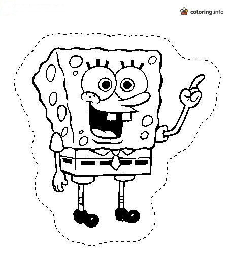 SpongeBob SquarePants Pointing Up With a Big Smile coloring page SpongeBob SquarePants Pointing Up With a Big Smile coloring page