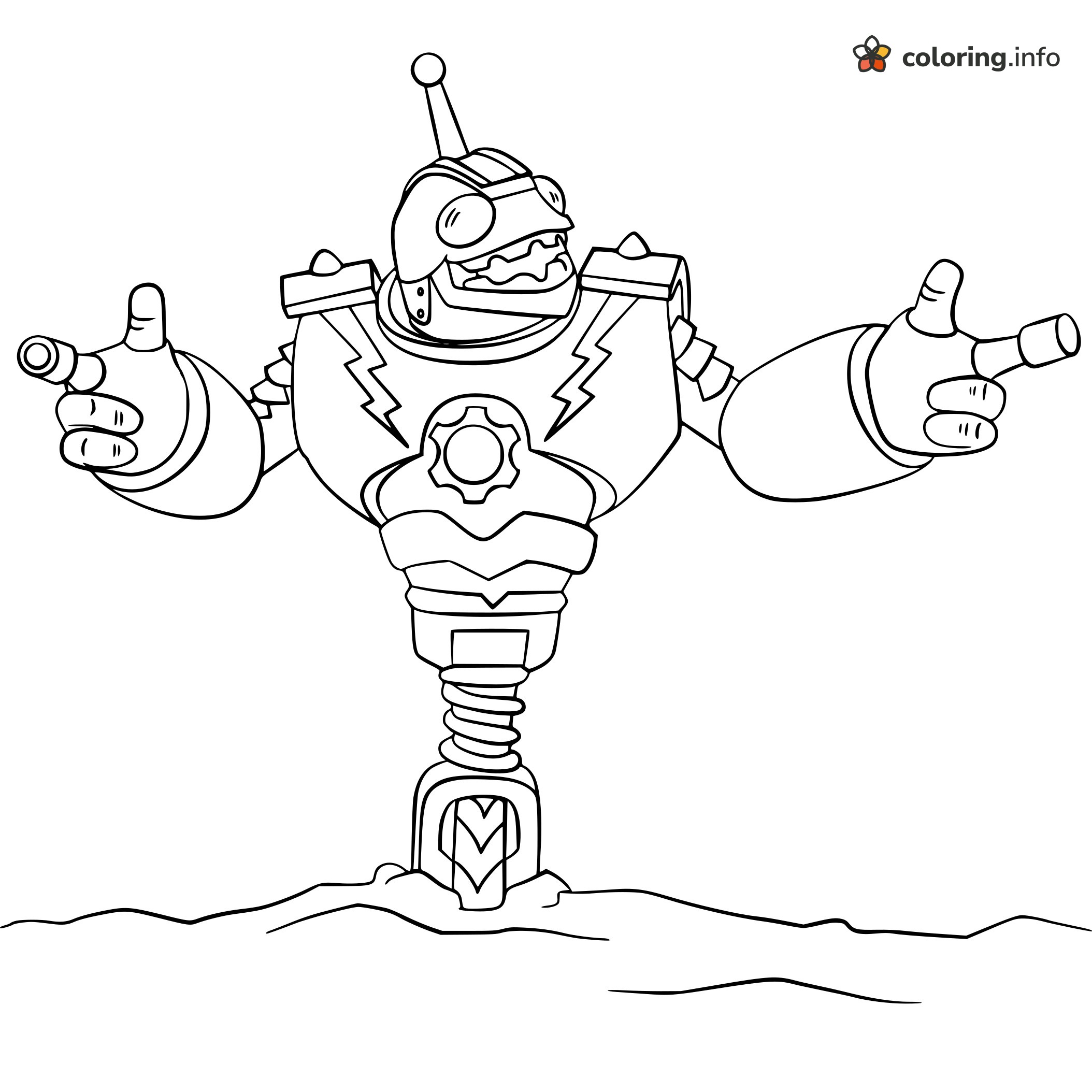 Spring-Legged Skylanders Robot With Open Arms printable coloring page Spring-Legged Skylanders Robot With Open Arms printable coloring page