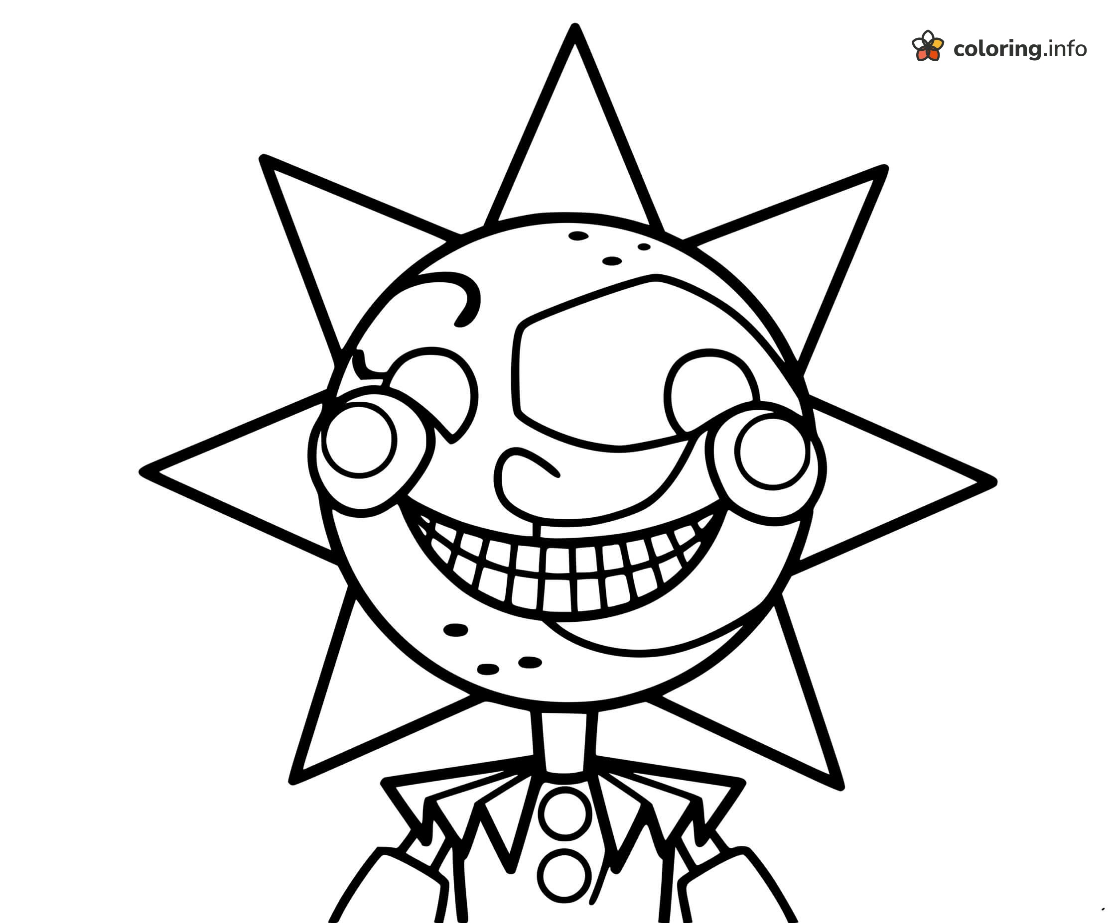 Sundrop Sun Face Animatronic, Five Nights at Freddy's Security Breach coloring page Sundrop Sun Face Animatronic, Five Nights at Freddy's Security Breach coloring page