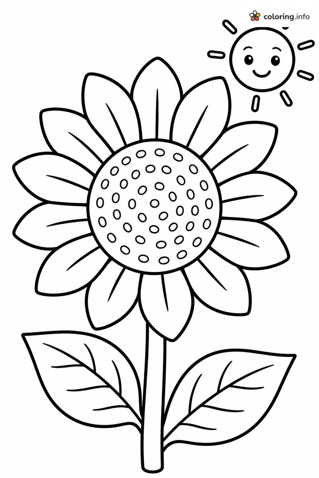 Giant Sunflower and Happy Sun Flowers Page coloring page Giant Sunflower and Happy Sun Flowers Page coloring page