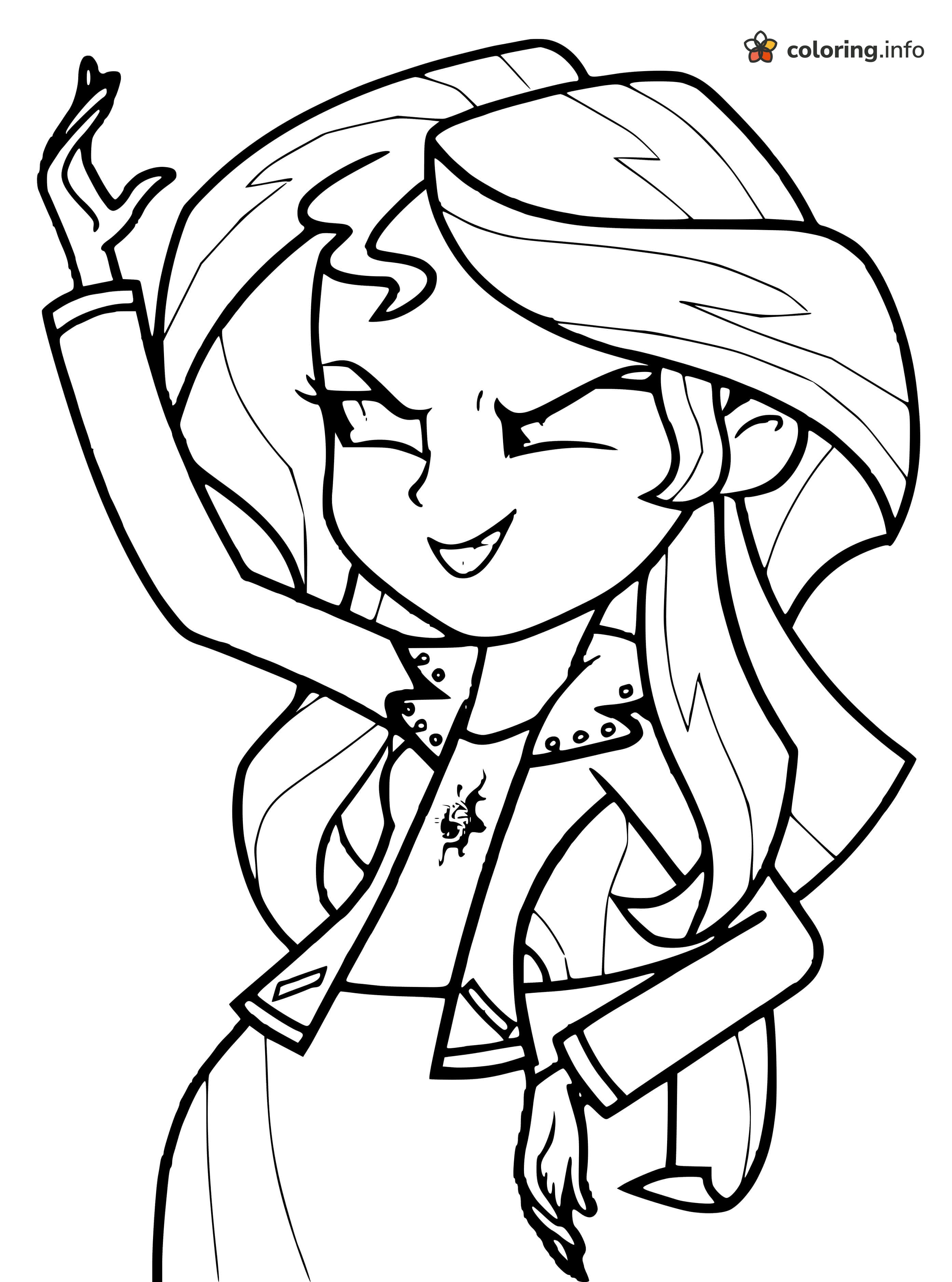 Studded Jacket Sunset Shimmer, an Equestria Girls Pose coloring page Studded Jacket Sunset Shimmer, an Equestria Girls Pose coloring page