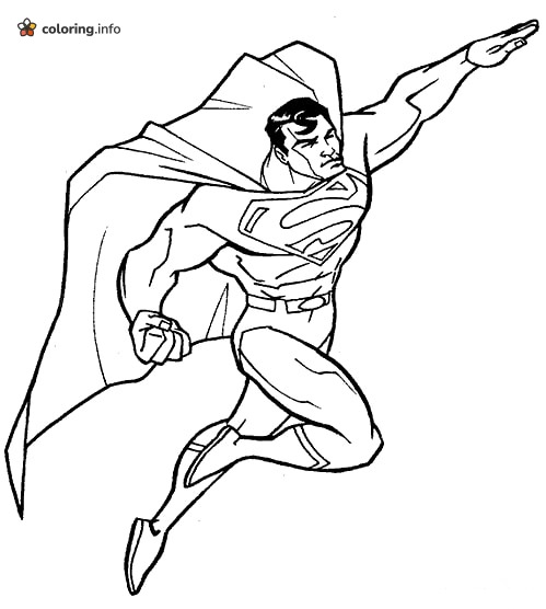 Diagonal Superman Flight With One Arm Up coloring page Diagonal Superman Flight With One Arm Up coloring page