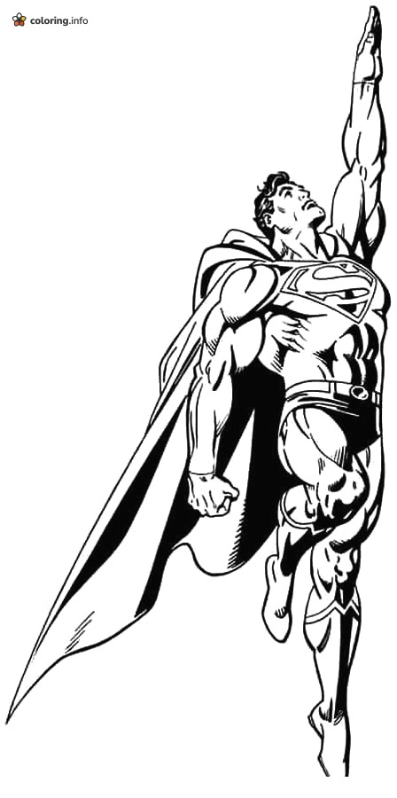 Upward-Bound Superman With One Arm Raised coloring page Upward-Bound Superman With One Arm Raised coloring page