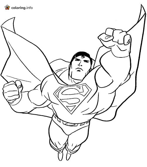 Superman Rising Toward You, Cape in Big Folds coloring page Superman Rising Toward You, Cape in Big Folds coloring page