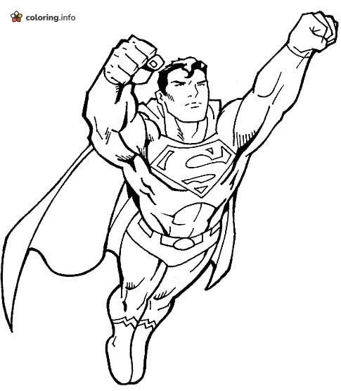 Flying Superman, Fist Raised High coloring page Flying Superman, Fist Raised High coloring page