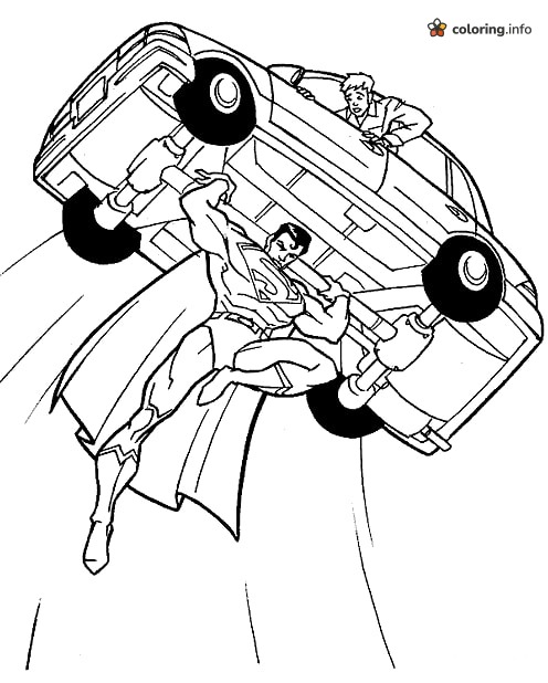 Superman Hoisting a Car With a Man on Top coloring page Superman Hoisting a Car With a Man on Top coloring page