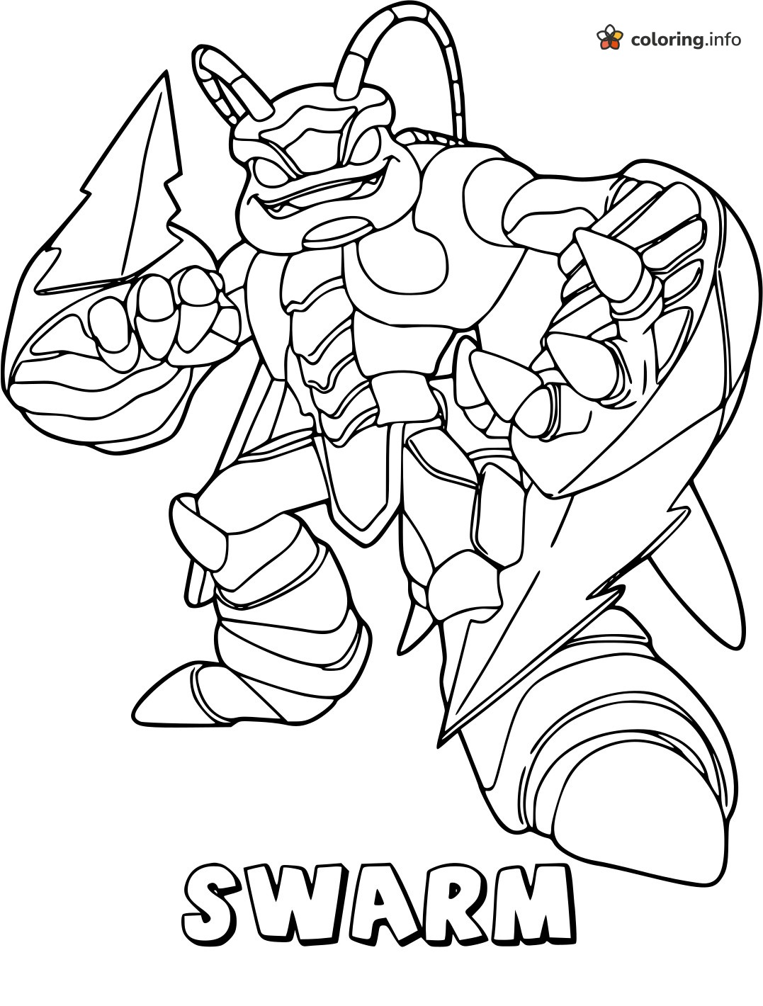 Swarm the Skylanders Insect Hero Ready for Battle coloring sheet Swarm the Skylanders Insect Hero Ready for Battle coloring sheet