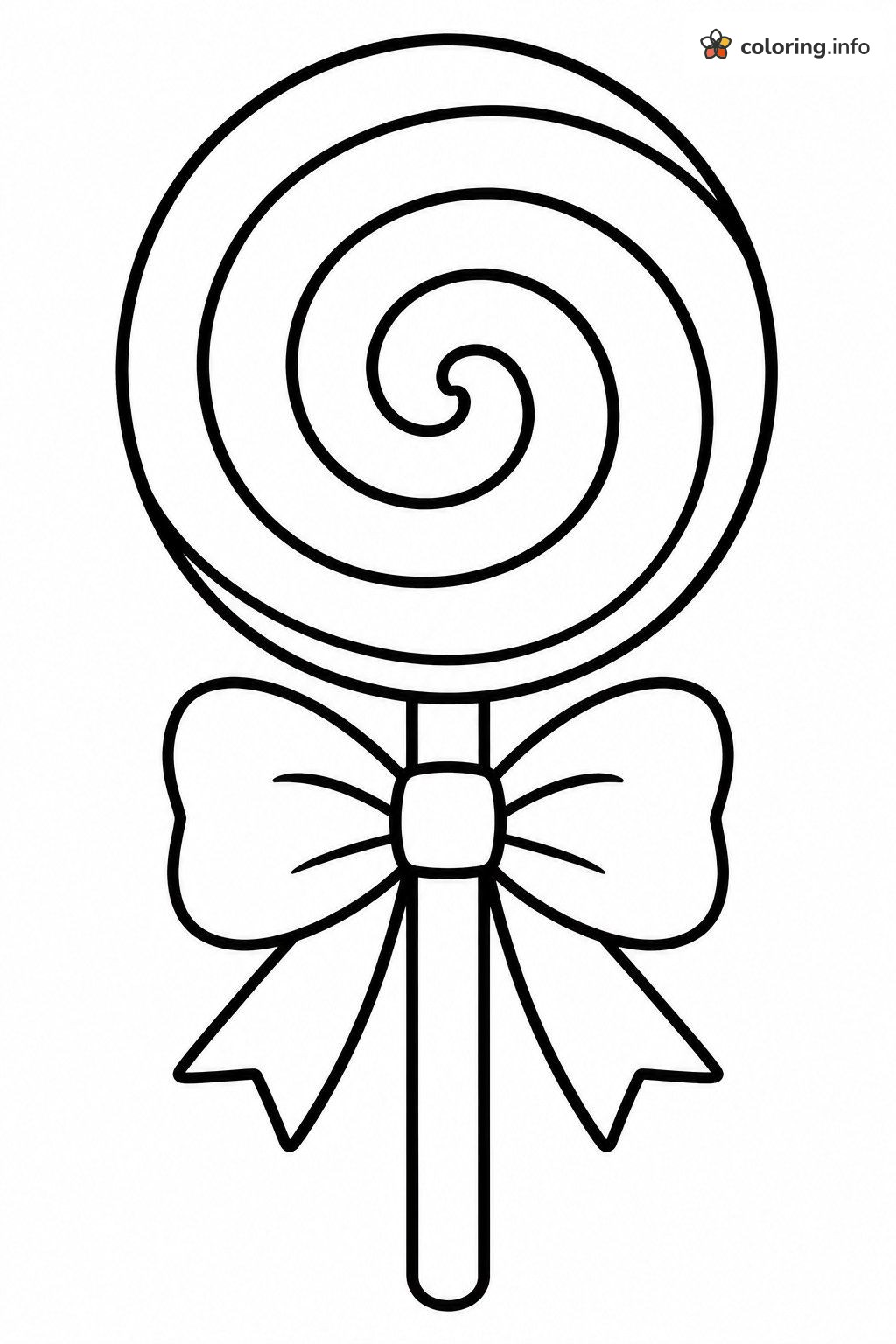 Big Swirl Lollipop Candy with a Fluffy Bow coloring page Big Swirl Lollipop Candy with a Fluffy Bow coloring page