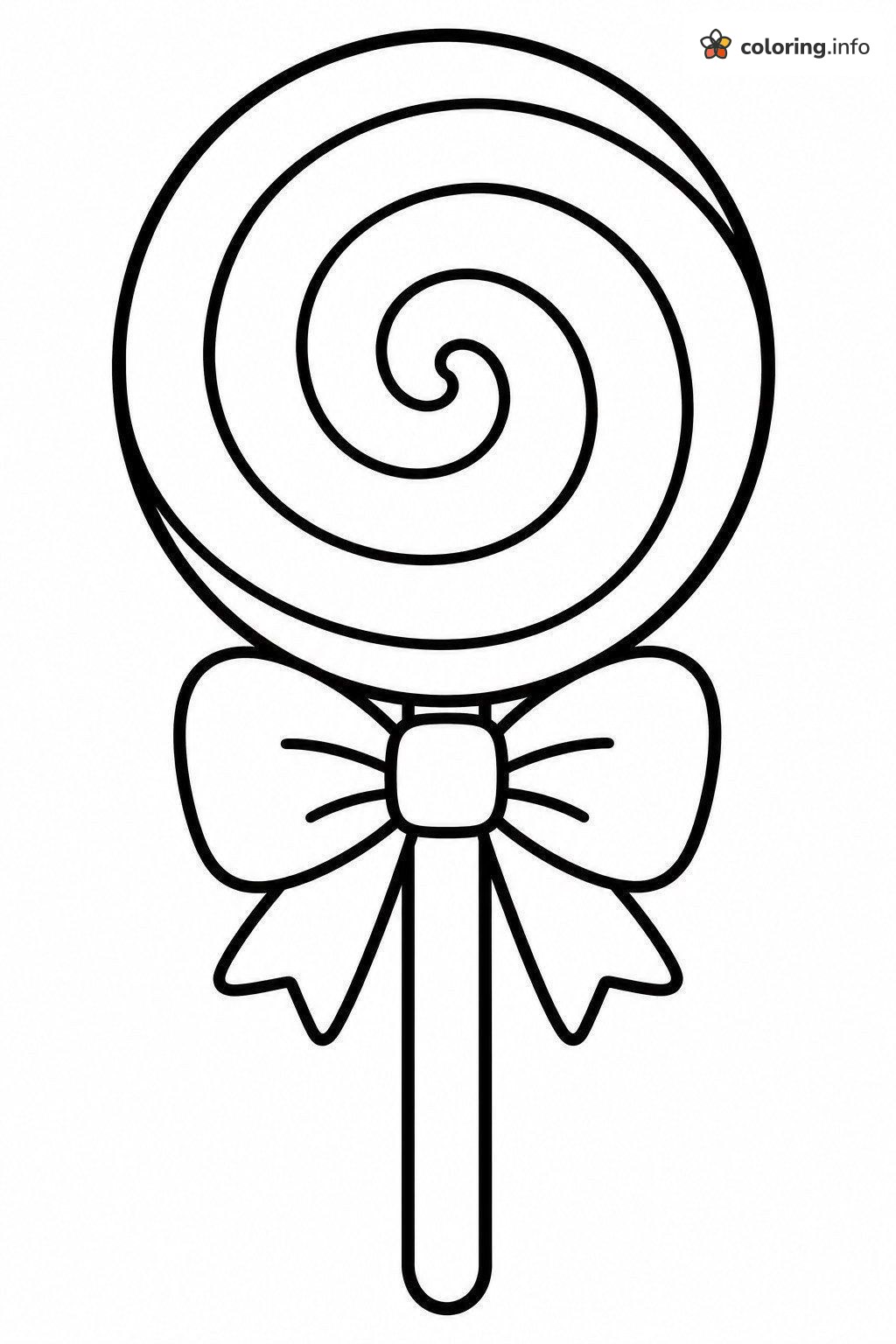 Big Swirl Lollipop Candy With a Ribbon Bow coloring page Big Swirl Lollipop Candy With a Ribbon Bow coloring page