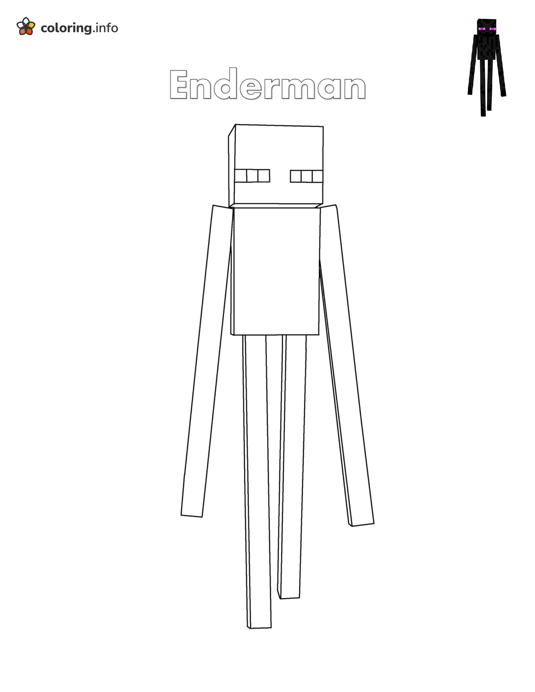 Tall Enderman Front View for Minecraft Fans coloring page Tall Enderman Front View for Minecraft Fans coloring page