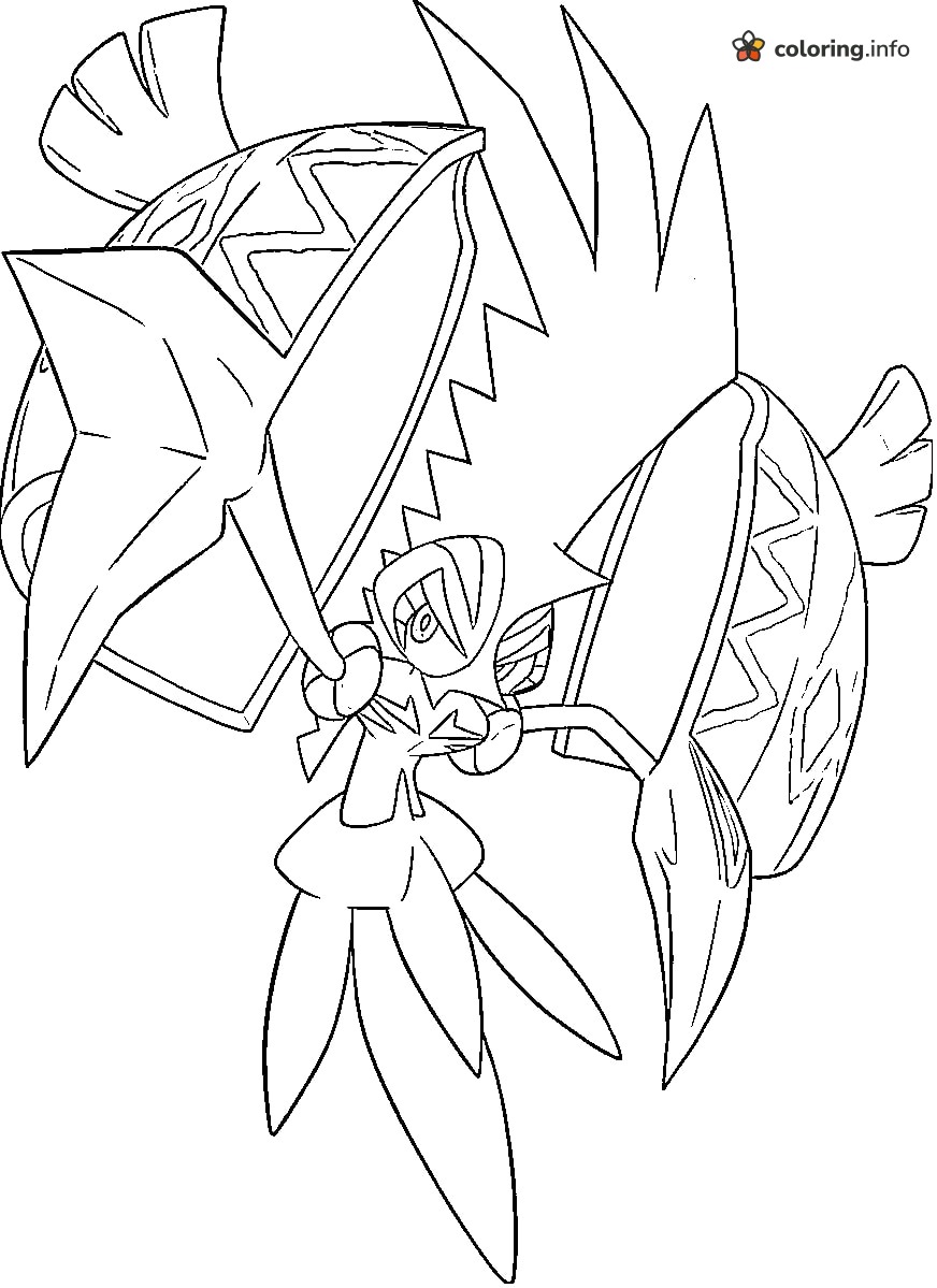Tapu Koko Swooping, Legendary Pokémon With Shell Wings coloring page Tapu Koko Swooping, Legendary Pokémon With Shell Wings coloring page