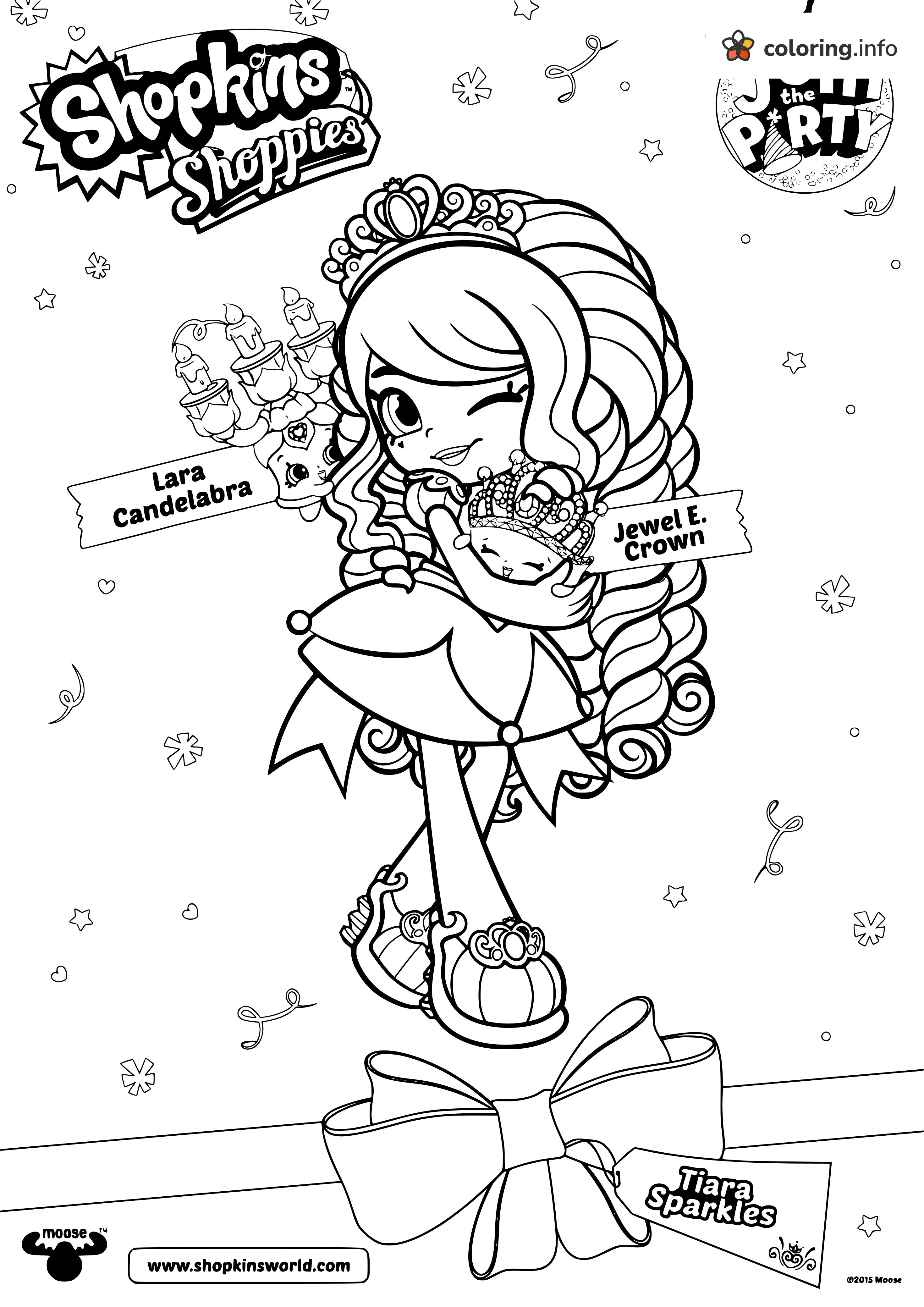 Tiara Sparkles Shopkins Party Doll with Jewel E. Crown coloring page Tiara Sparkles Shopkins Party Doll with Jewel E. Crown coloring page