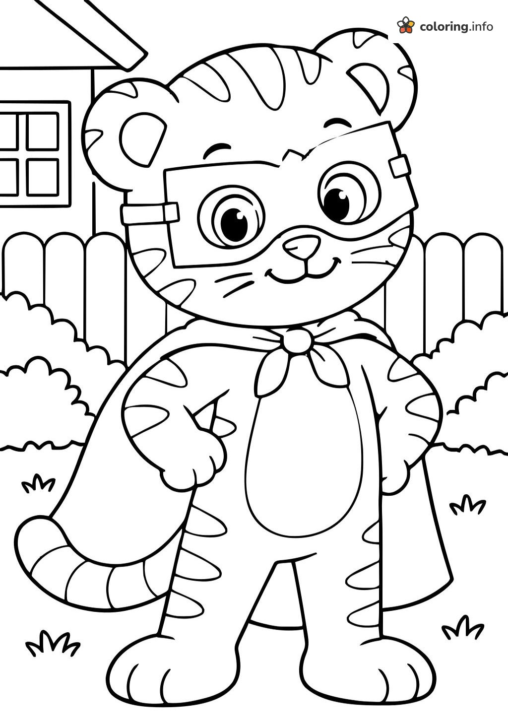 Little Superhero Daniel Tiger in the Backyard printable coloring page Little Superhero Daniel Tiger in the Backyard printable coloring page