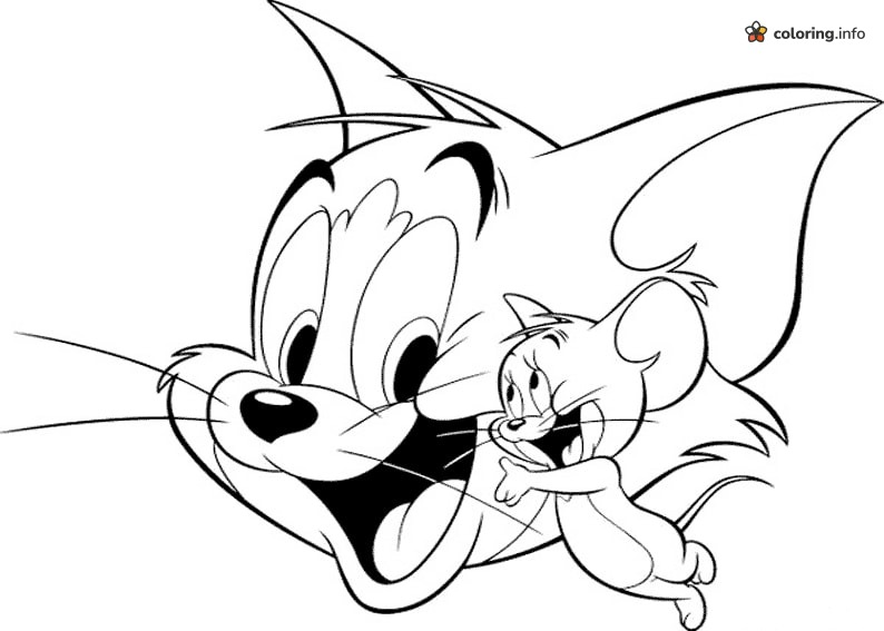 Big Grinning Tom and Jerry Face Close-Up coloring page Big Grinning Tom and Jerry Face Close-Up coloring page