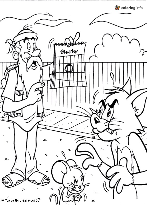 Bearded Man Holding a Calendar in a Tom and Jerry Scene coloring page Bearded Man Holding a Calendar in a Tom and Jerry Scene coloring page