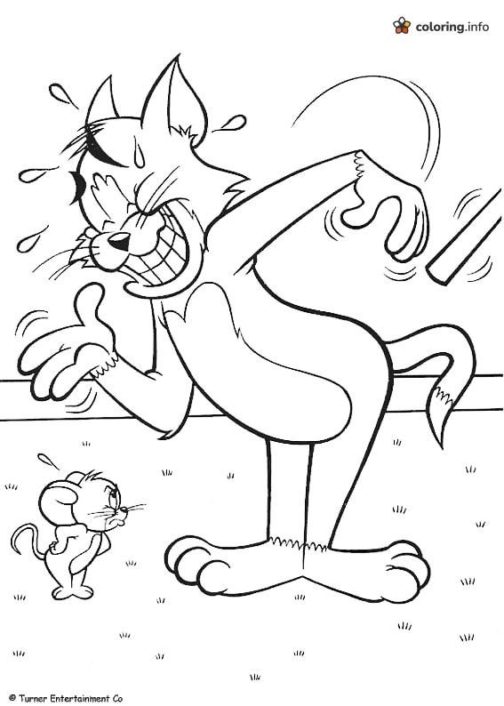 Tom Shakes His Hurt Hand: Tom and Jerry Page coloring page Tom Shakes His Hurt Hand: Tom and Jerry Page coloring page