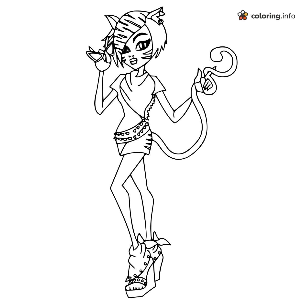 Toralei Stripe Monster High Cat Girl with Sunglasses coloring page Toralei Stripe Monster High Cat Girl with Sunglasses coloring page