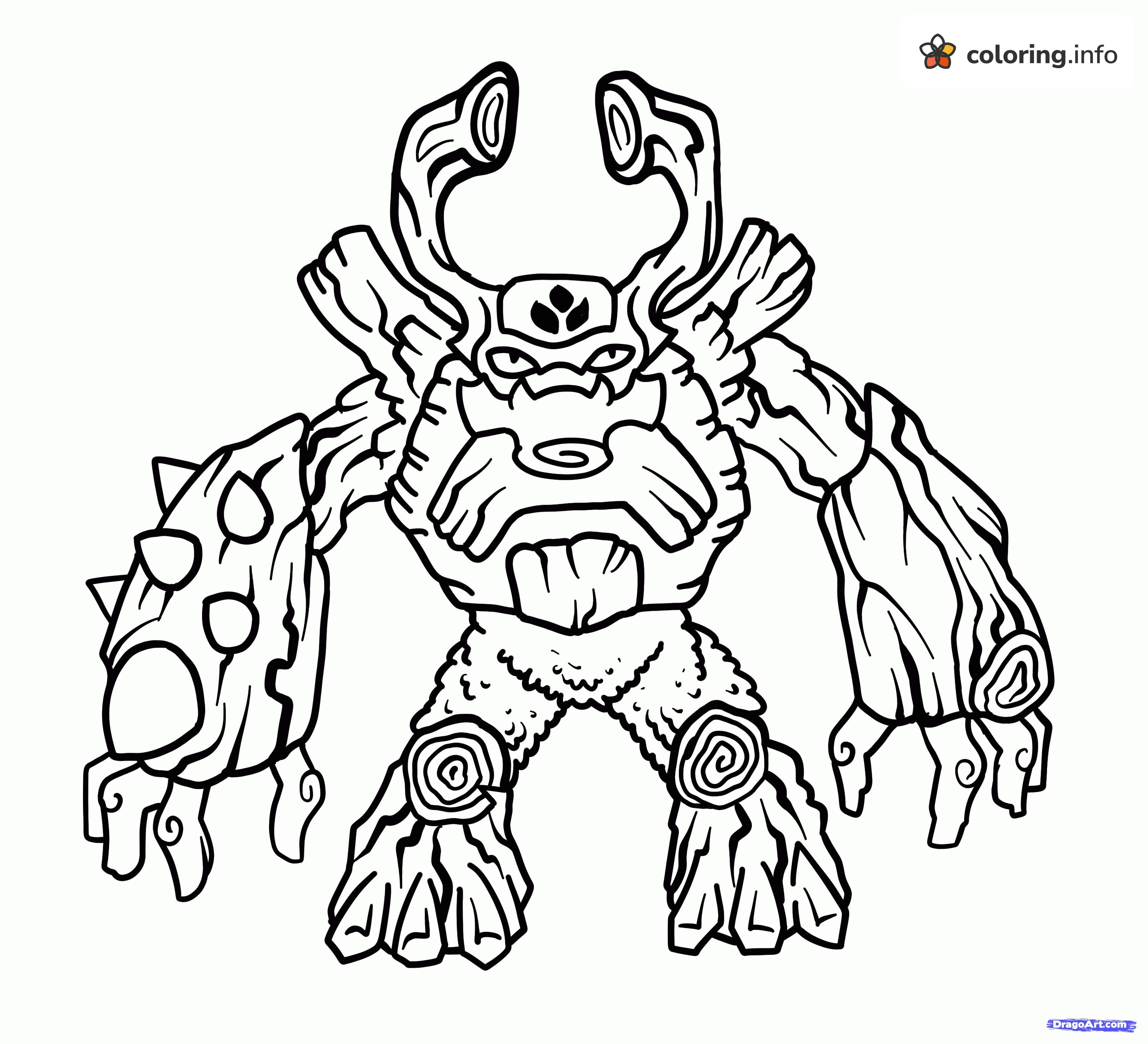 Tree Rex Skylanders Wooden Giant Standing coloring page Tree Rex Skylanders Wooden Giant Standing coloring page