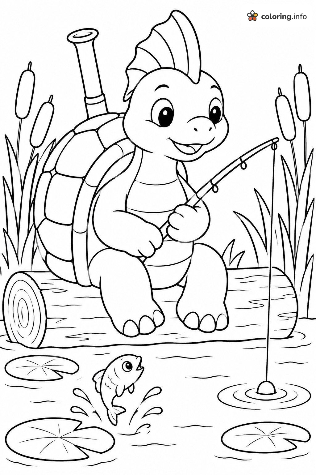 Log Fishing With a Little Blastoise Turtle coloring page Log Fishing With a Little Blastoise Turtle coloring page