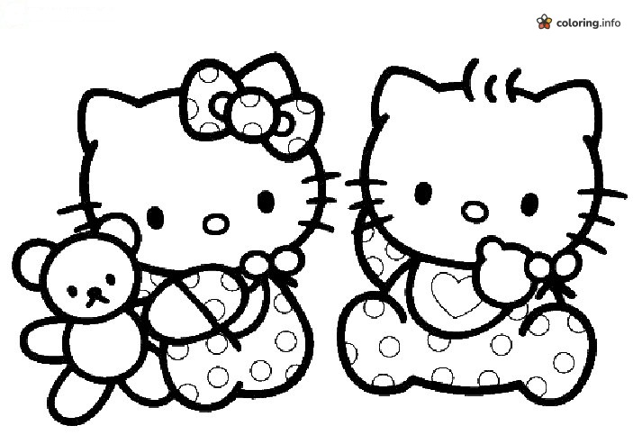 Baby Hello Kitty and Friend in Polka Dot Rompers coloring page Baby Hello Kitty and Friend in Polka Dot Rompers coloring page