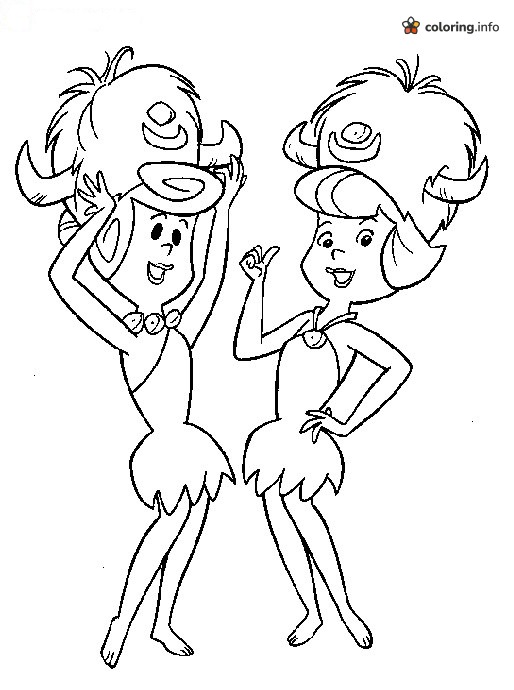 Two Cavegirls in Giant Horned Hats, a Flintstones Page coloring page Two Cavegirls in Giant Horned Hats, a Flintstones Page coloring page