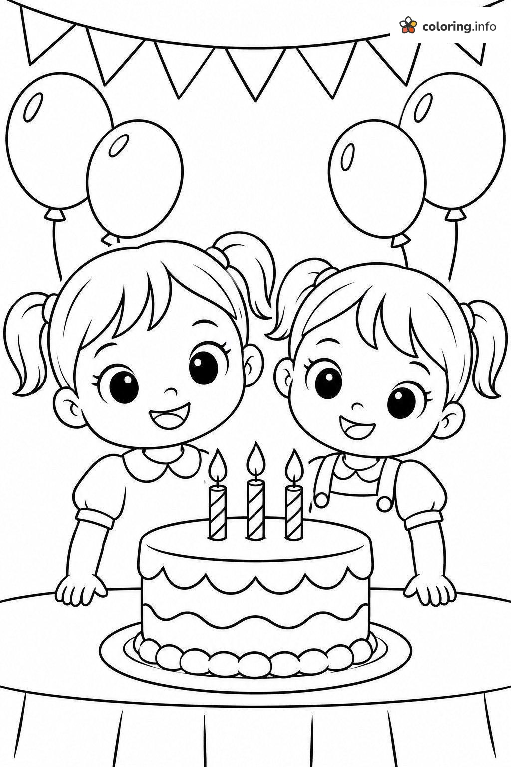 Birthday Party Cake and Balloons Printable with L.O.L. Surprise! Dolls coloring page Birthday Party Cake and Balloons Printable with L.O.L. Surprise! Dolls coloring page