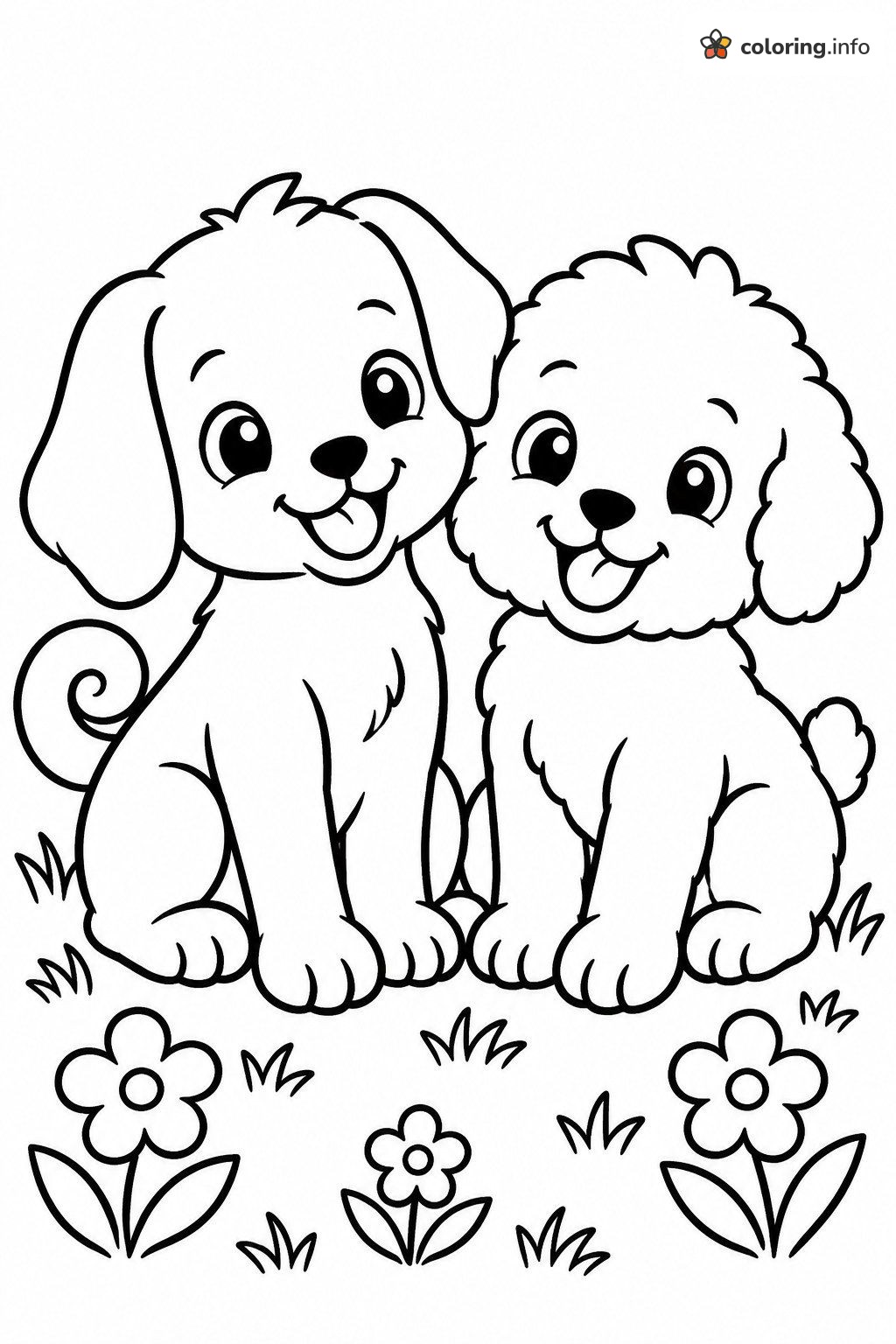 Puppy Dog Pals Pair Sitting in a Flower Meadow coloring page Puppy Dog Pals Pair Sitting in a Flower Meadow coloring page