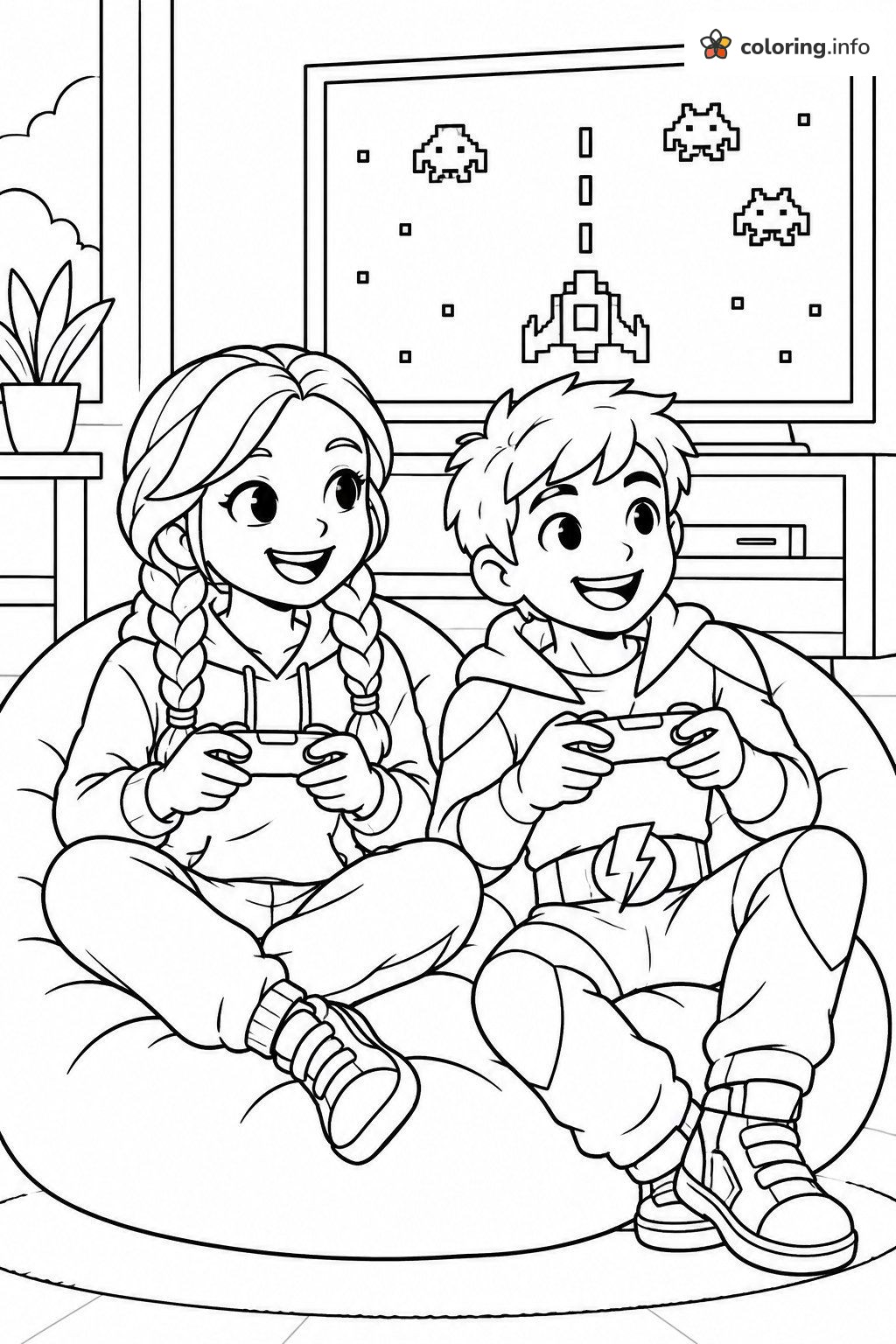 Space Invaders Bean Bag Game Night, Teen Titans Go! Coloring Page Space Invaders Bean Bag Game Night, Teen Titans Go! Coloring Page