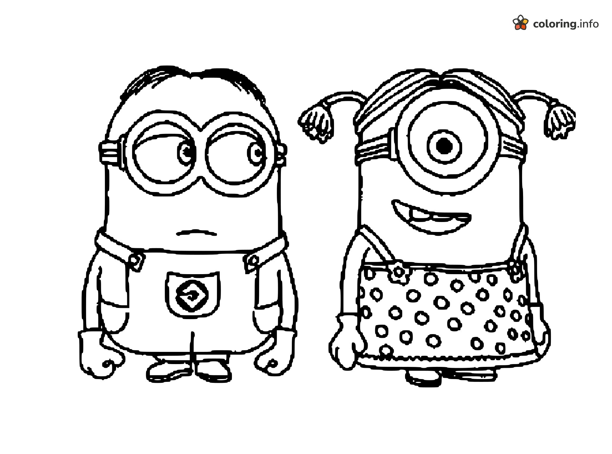 Shy Minion and Smiling Minion Together printable coloring page Shy Minion and Smiling Minion Together printable coloring page