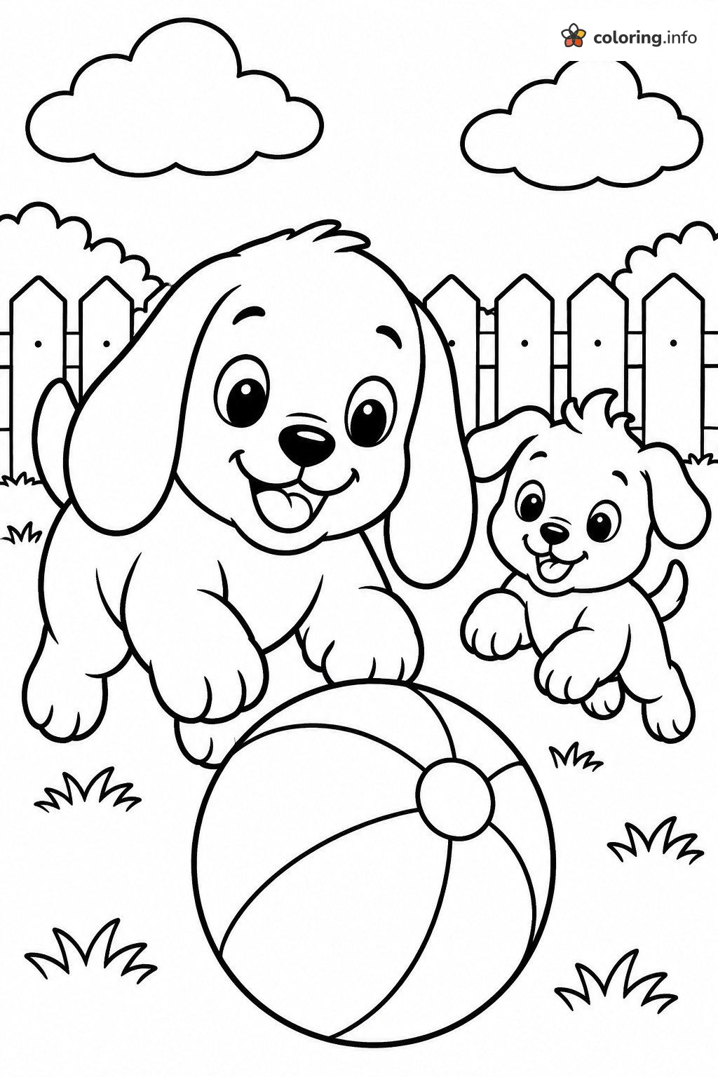 Beach Ball Chase in the Backyard with Puppy Dog Pals coloring page Beach Ball Chase in the Backyard with Puppy Dog Pals coloring page