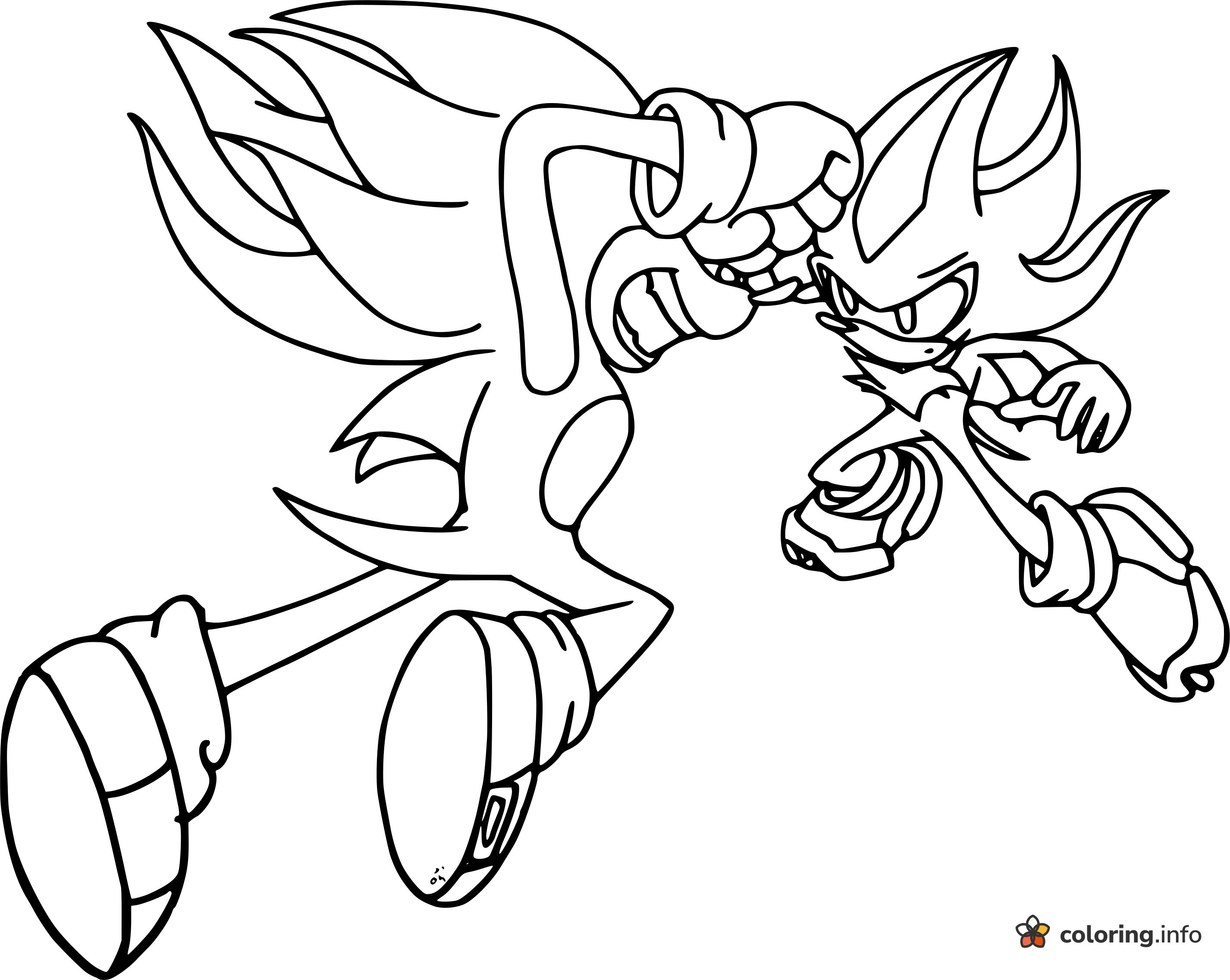 Mid-Air Showdown Between Two Sonic the Hedgehog Characters coloring page Mid-Air Showdown Between Two Sonic the Hedgehog Characters coloring page
