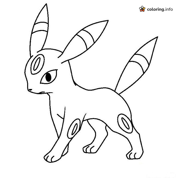 Umbreon Side View Pokémon With Ringed Ears coloring page Umbreon Side View Pokémon With Ringed Ears coloring page