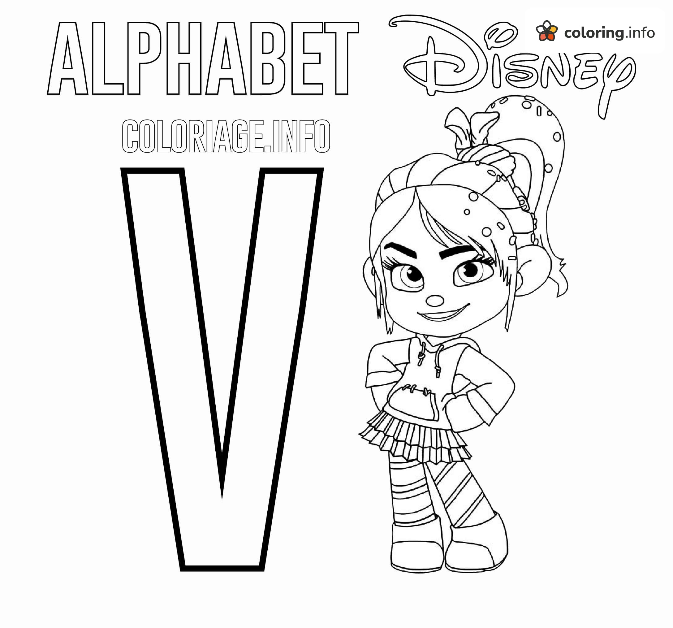 Vanellope von Schweetz Disney Alphabet Letter V coloring page Vanellope von Schweetz Disney Alphabet Letter V coloring page