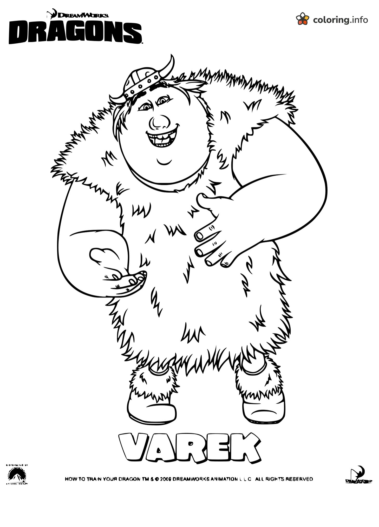 Grinning Varek in Horned Helmet, How to Train Your Dragon Coloring Sheet Grinning Varek in Horned Helmet, How to Train Your Dragon Coloring Sheet