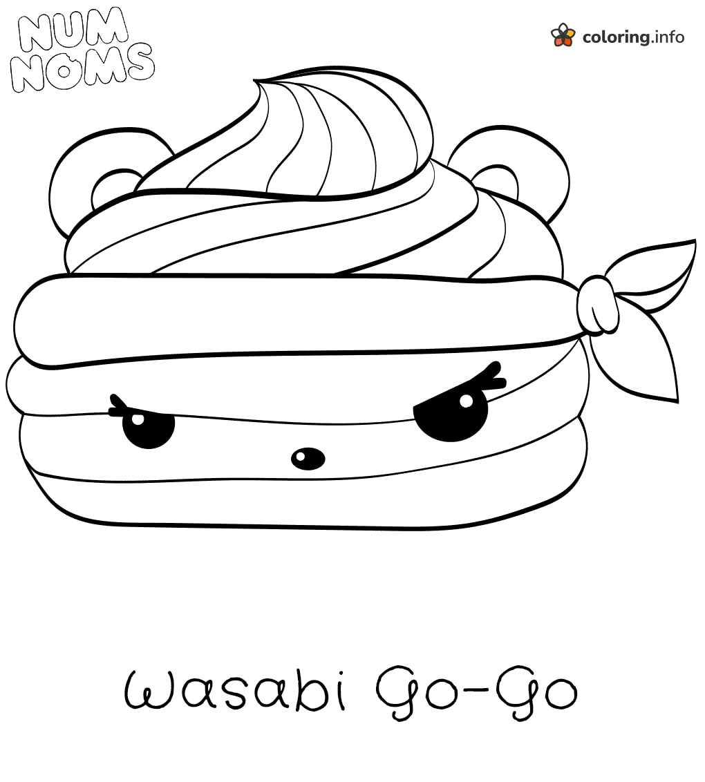 Num Noms Wasabi Go-Go in a Ninja Headband coloring sheet Num Noms Wasabi Go-Go in a Ninja Headband coloring sheet