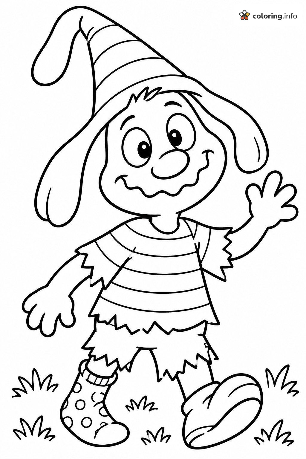Waving Gnome in a Striped Shirt, Plants vs. Zombies Style coloring page Waving Gnome in a Striped Shirt, Plants vs. Zombies Style coloring page