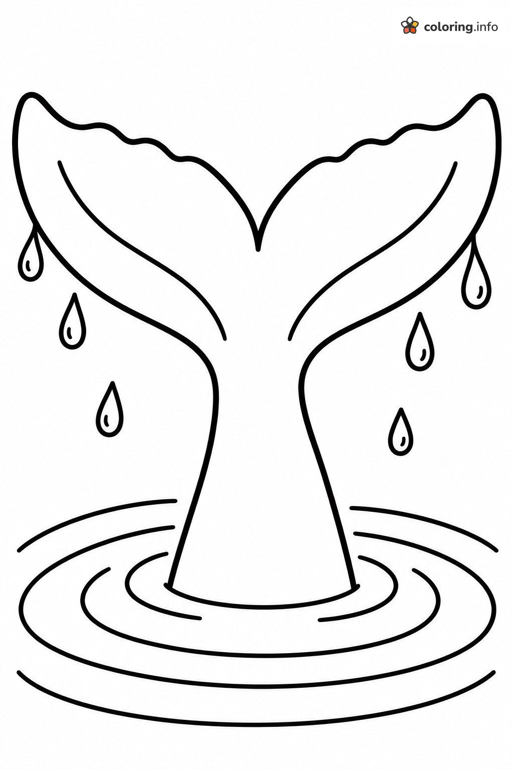 Whale Tail Lifting From Rippling Water coloring page Whale Tail Lifting From Rippling Water coloring page