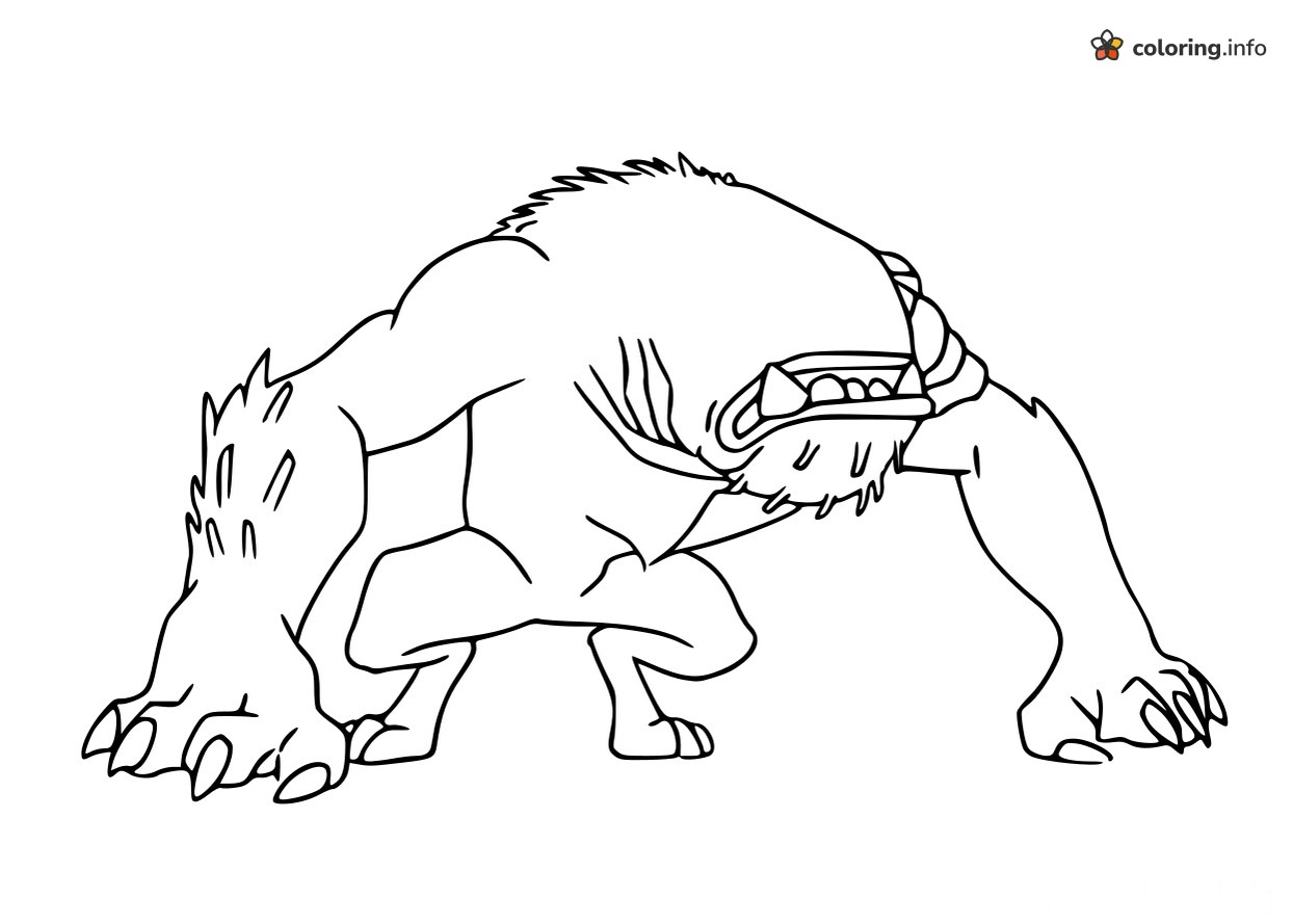 Shaggy Wildmutt Crouching Low, Ben 10 Page coloring page Shaggy Wildmutt Crouching Low, Ben 10 Page coloring page