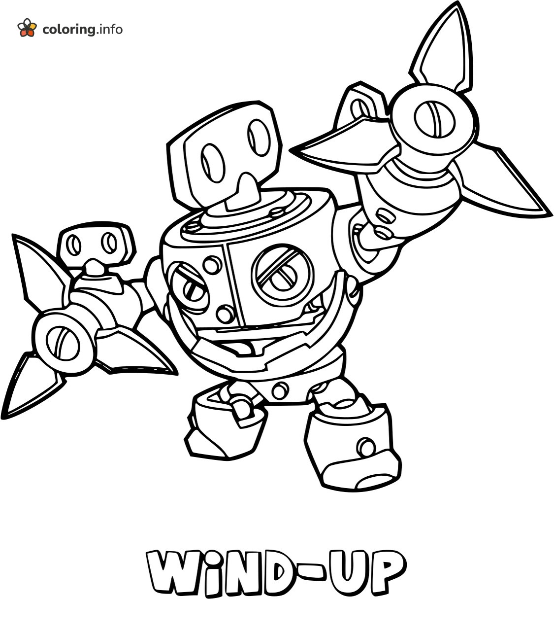 Wind-Up Skylanders Robot With Two Shuriken Blades coloring page Wind-Up Skylanders Robot With Two Shuriken Blades coloring page