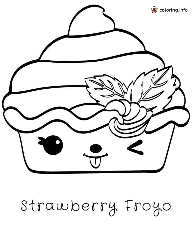 Cheeky Strawberry Froyo Cup from Num Noms coloring page Cheeky Strawberry Froyo Cup from Num Noms coloring page