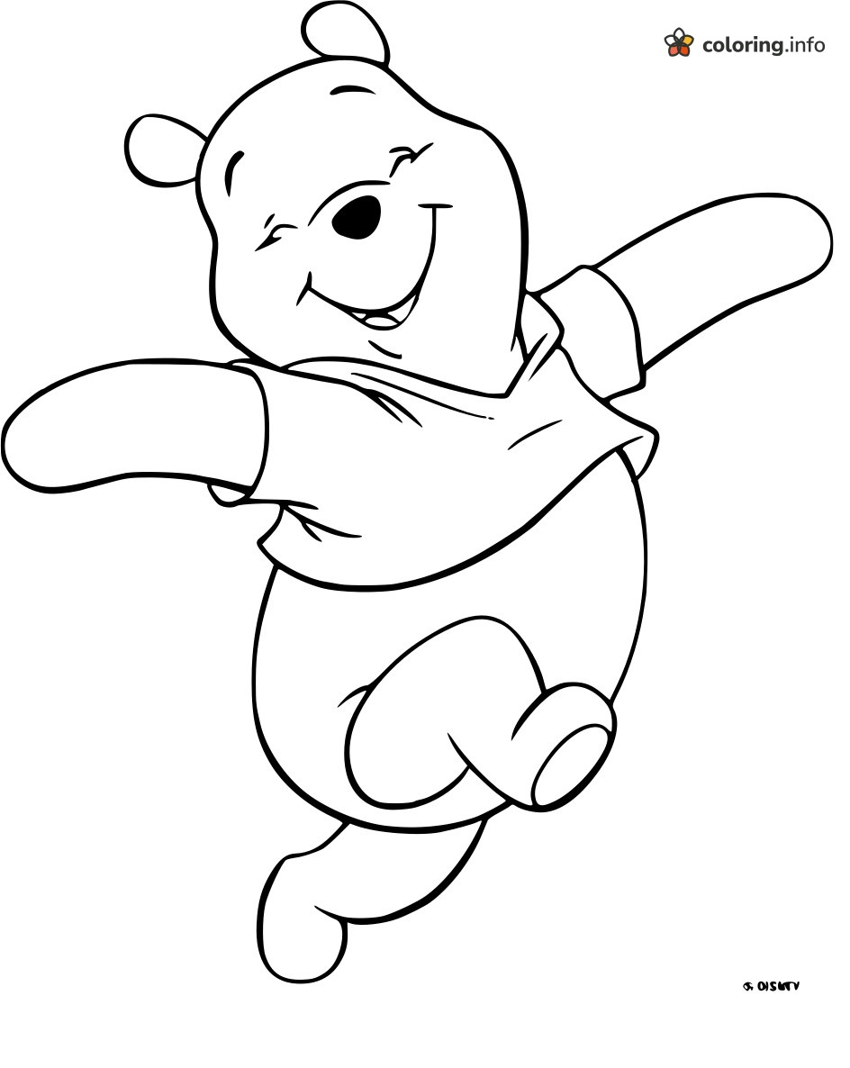 Dancing Winnie the Pooh With Arms Out Wide coloring page Dancing Winnie the Pooh With Arms Out Wide coloring page