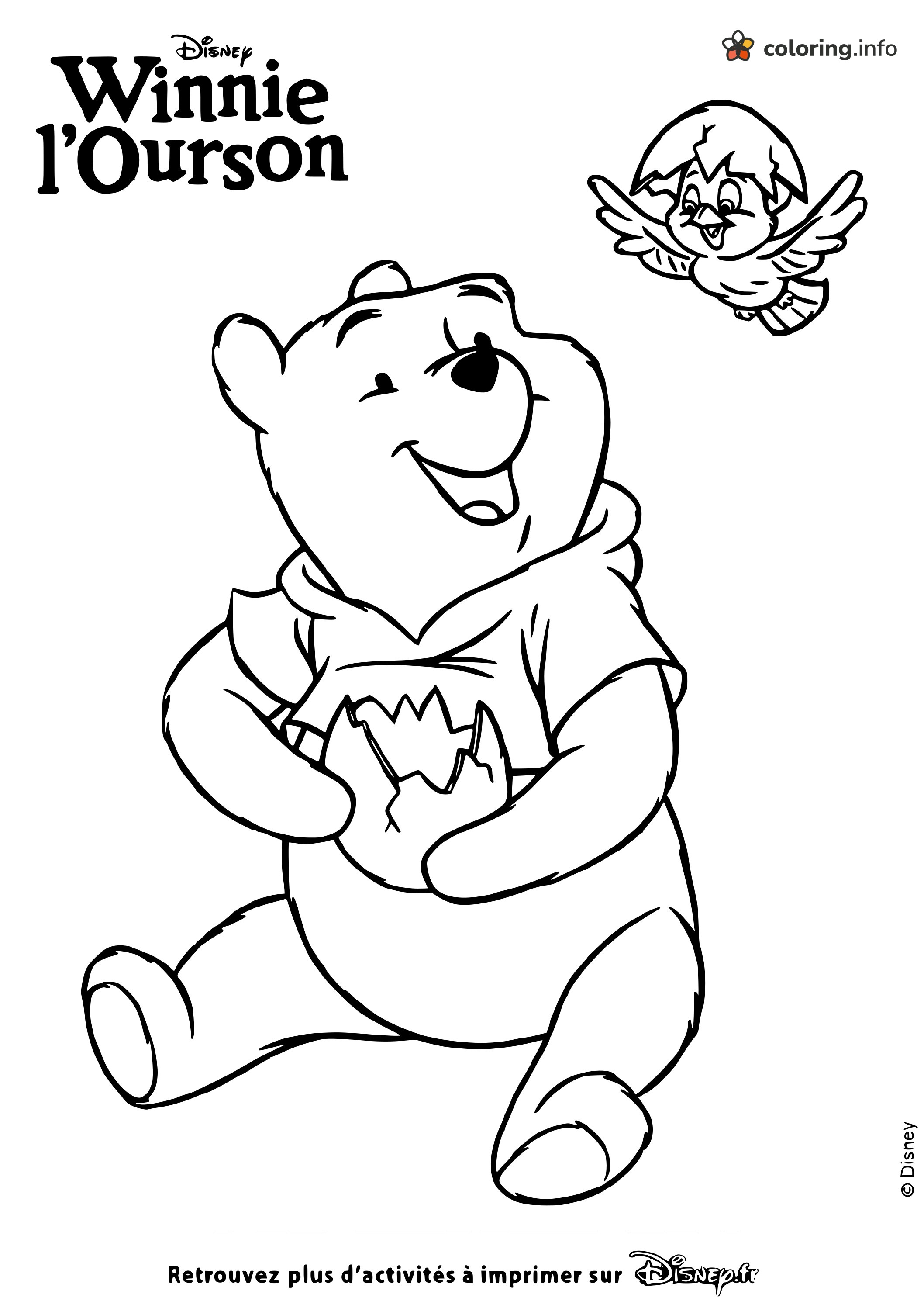 Hatching Chick and Winnie the Pooh with a Cracked Egg coloring page Hatching Chick and Winnie the Pooh with a Cracked Egg coloring page