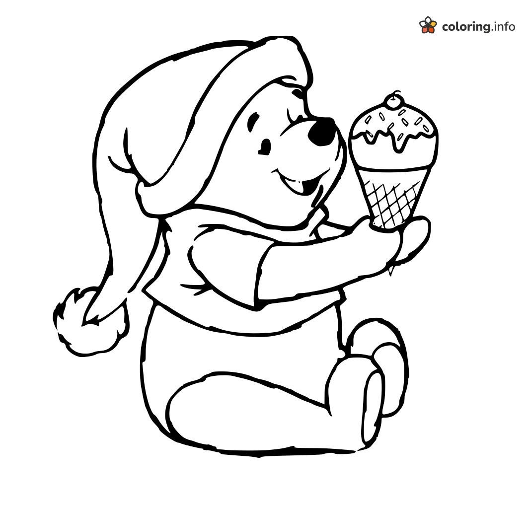 Ice Cream Cone Treat for Winnie the Pooh in a Nightcap coloring sheet Ice Cream Cone Treat for Winnie the Pooh in a Nightcap coloring sheet